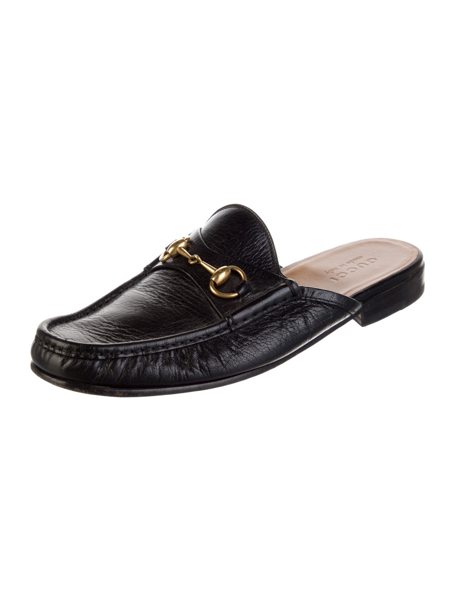 Gucci Horsebit Accent Leather Slippers