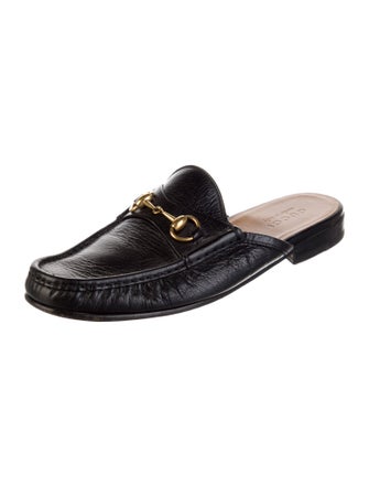 Gucci Horsebit Accent Leather Slippers