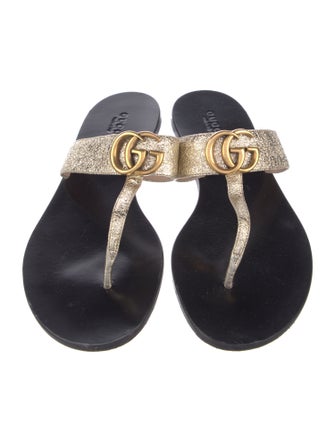 Gucci Double G Logo Leather Slides