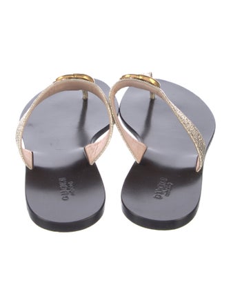 Gucci Double G Logo Leather Slides