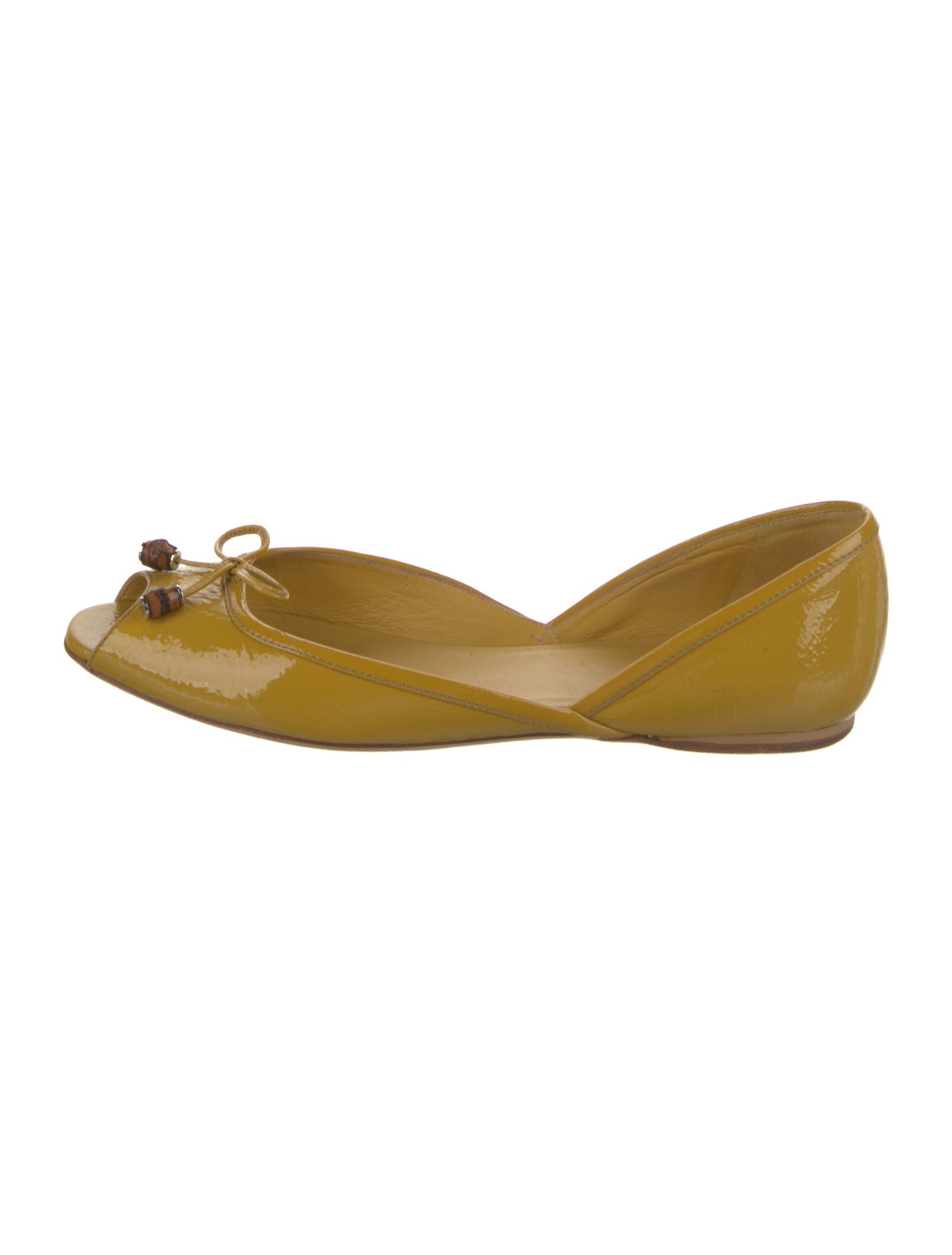 Gucci Patent Leather Bow Accents D'Orsay Flats