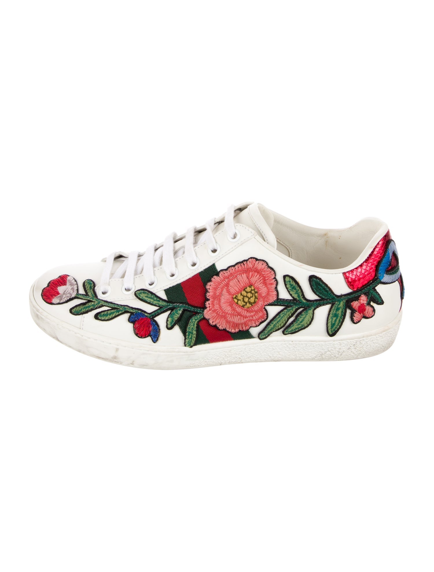 Gucci Web Accent Leather Sneakers