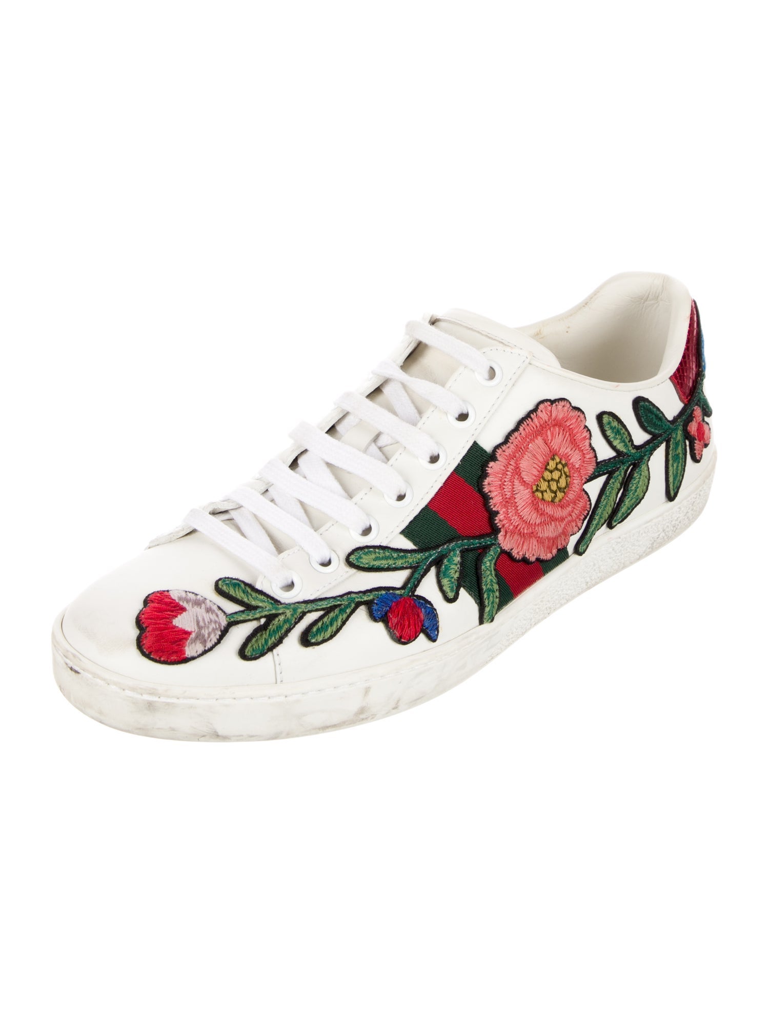 Gucci Web Accent Leather Sneakers