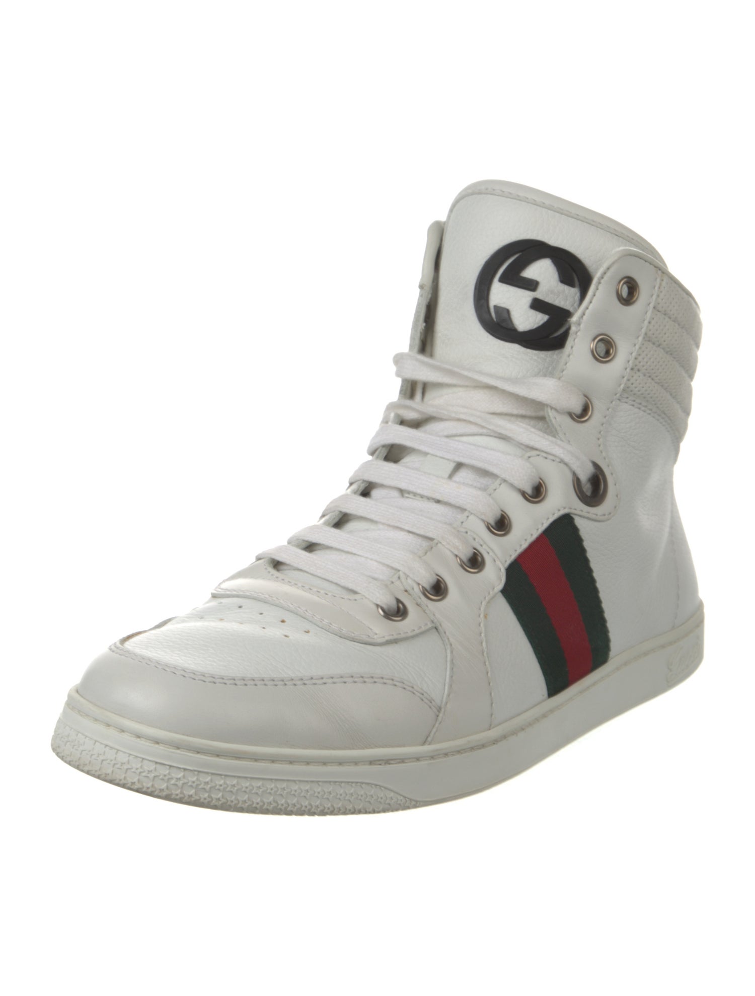 Gucci Web Accent Leather Sneakers