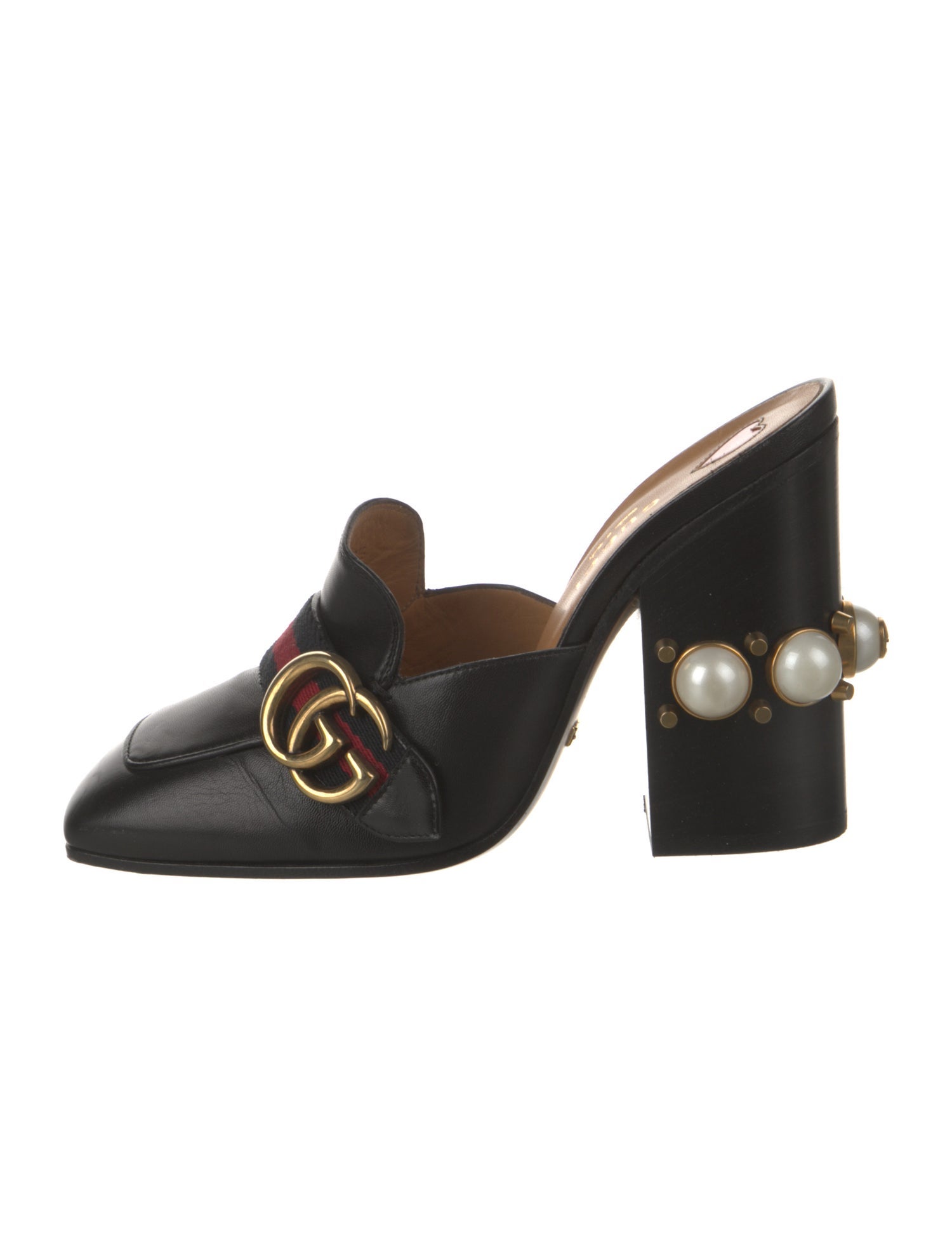 Gucci Double G Logo Leather Mules