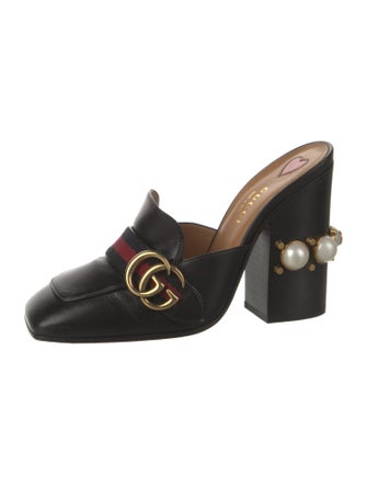 Gucci Double G Logo Leather Mules