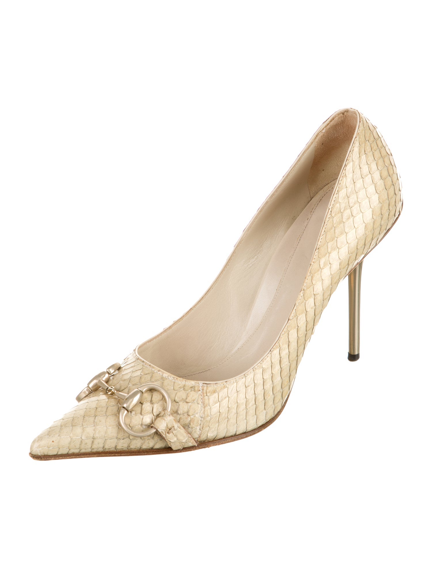 Gucci Horsebit Accent Snakeskin Pumps