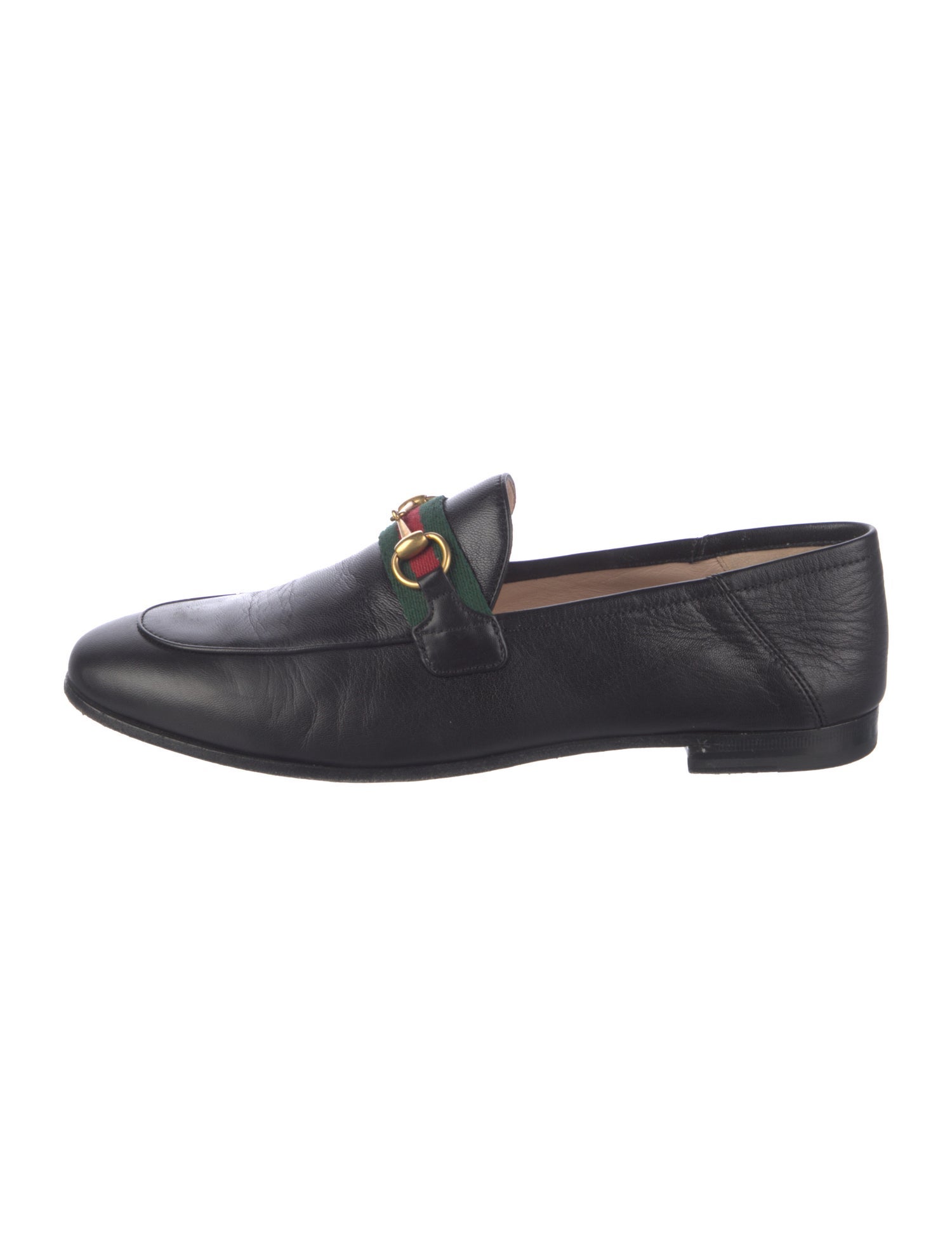 Gucci Web Accent Leather Loafers
