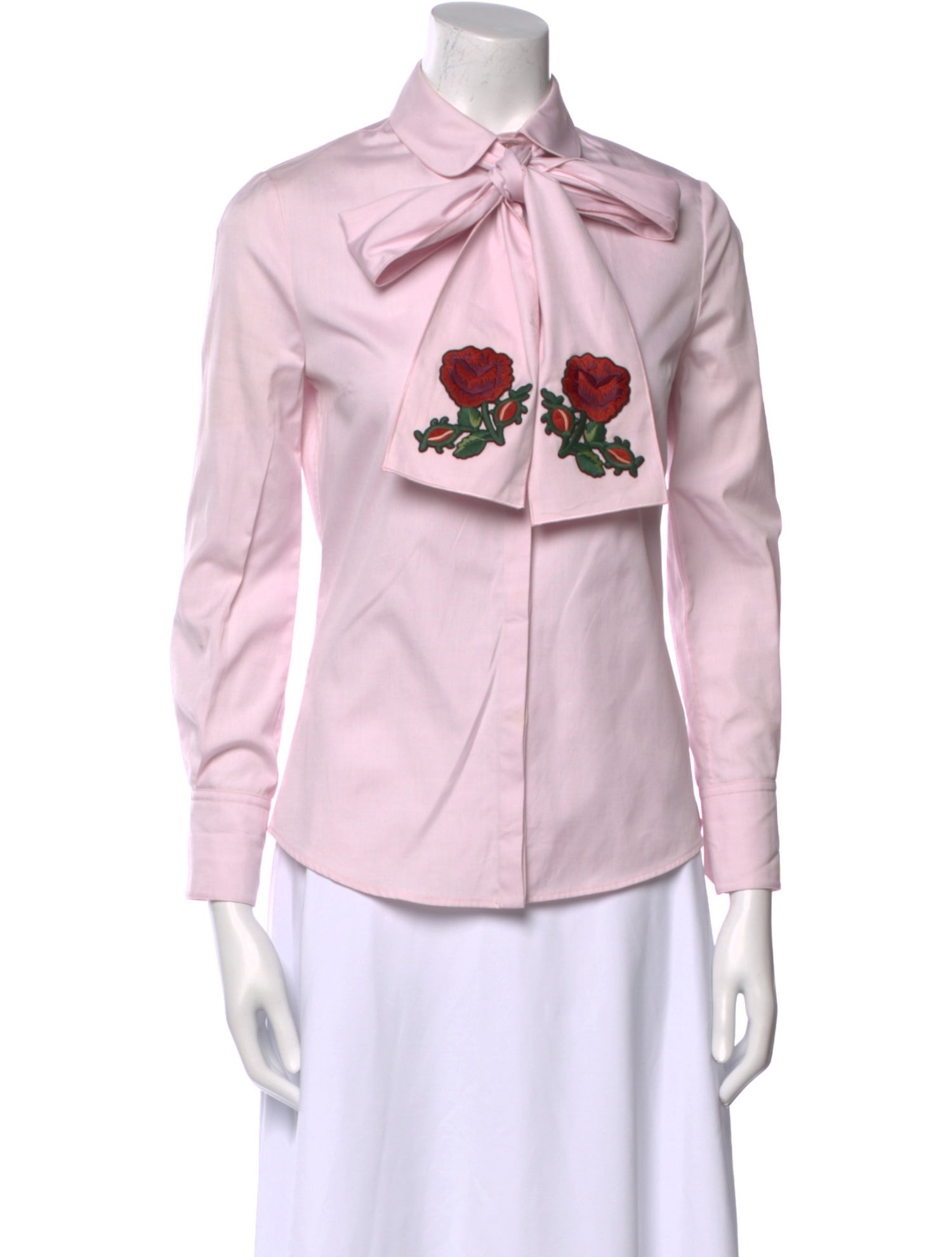 Gucci 2016 Tie Neck Button-Up Top