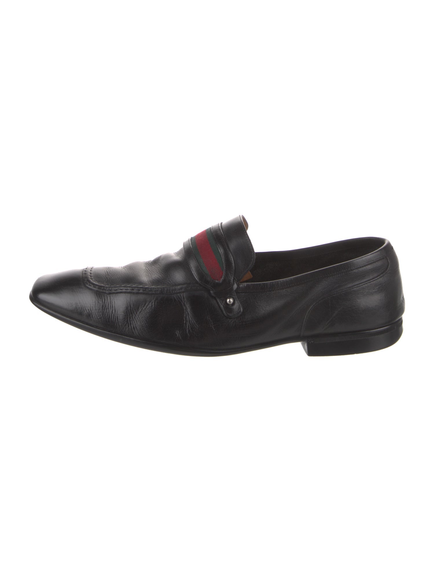 Gucci Web Accent Leather Dress Loafers
