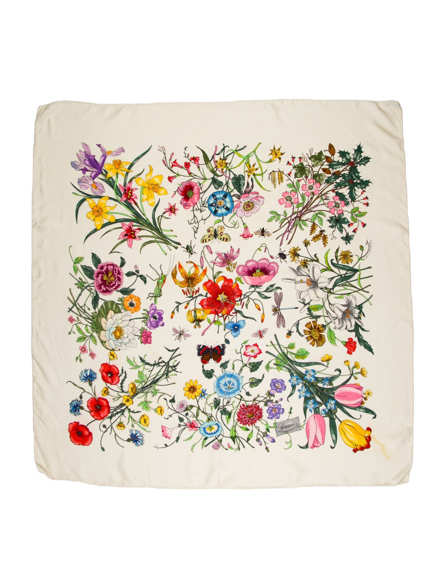 Gucci Silk Floral Print Scarf