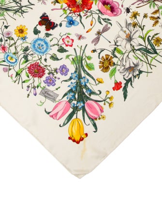Gucci Silk Floral Print Scarf