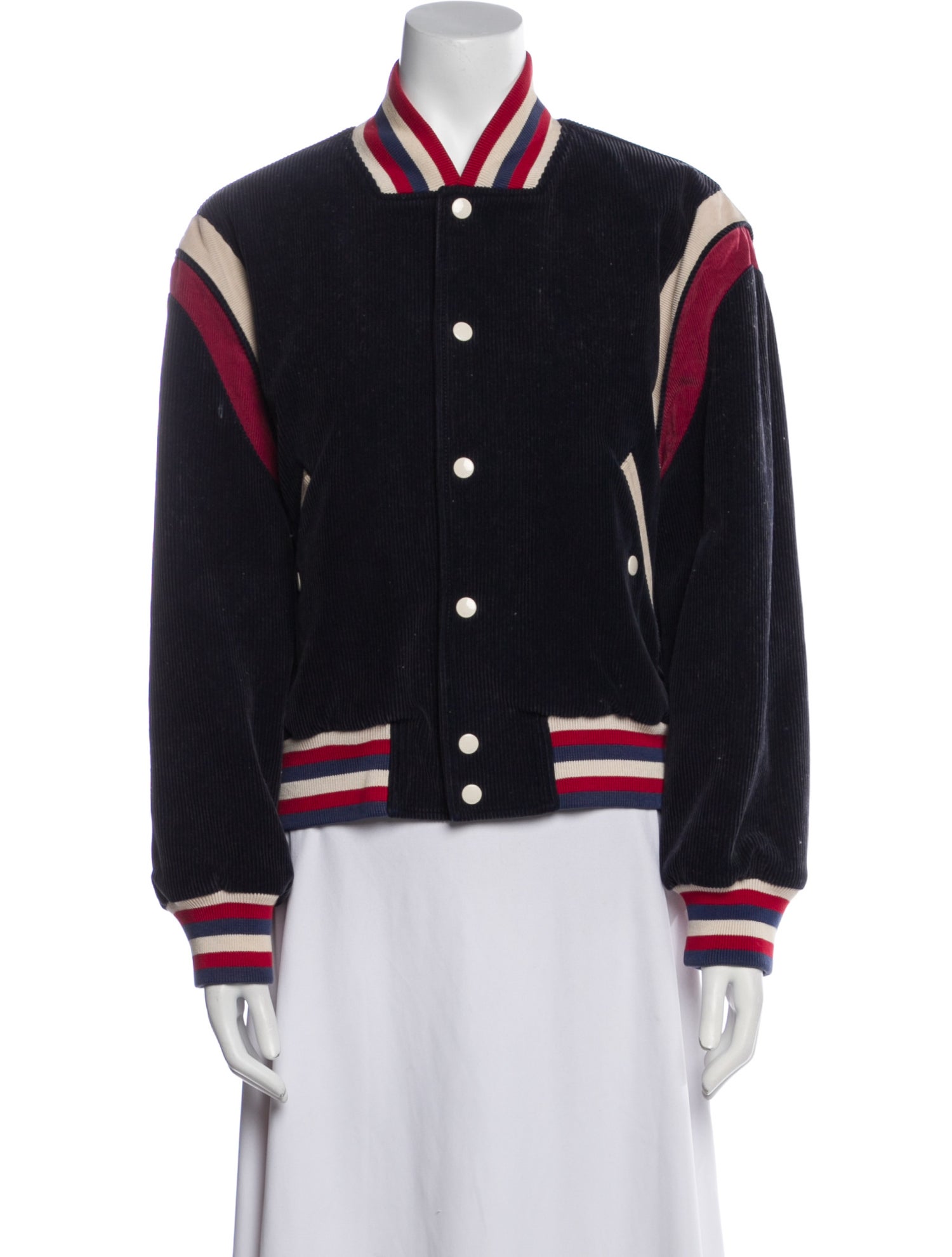 Gucci Corduroy Colorblock Pattern Bomber Jacket