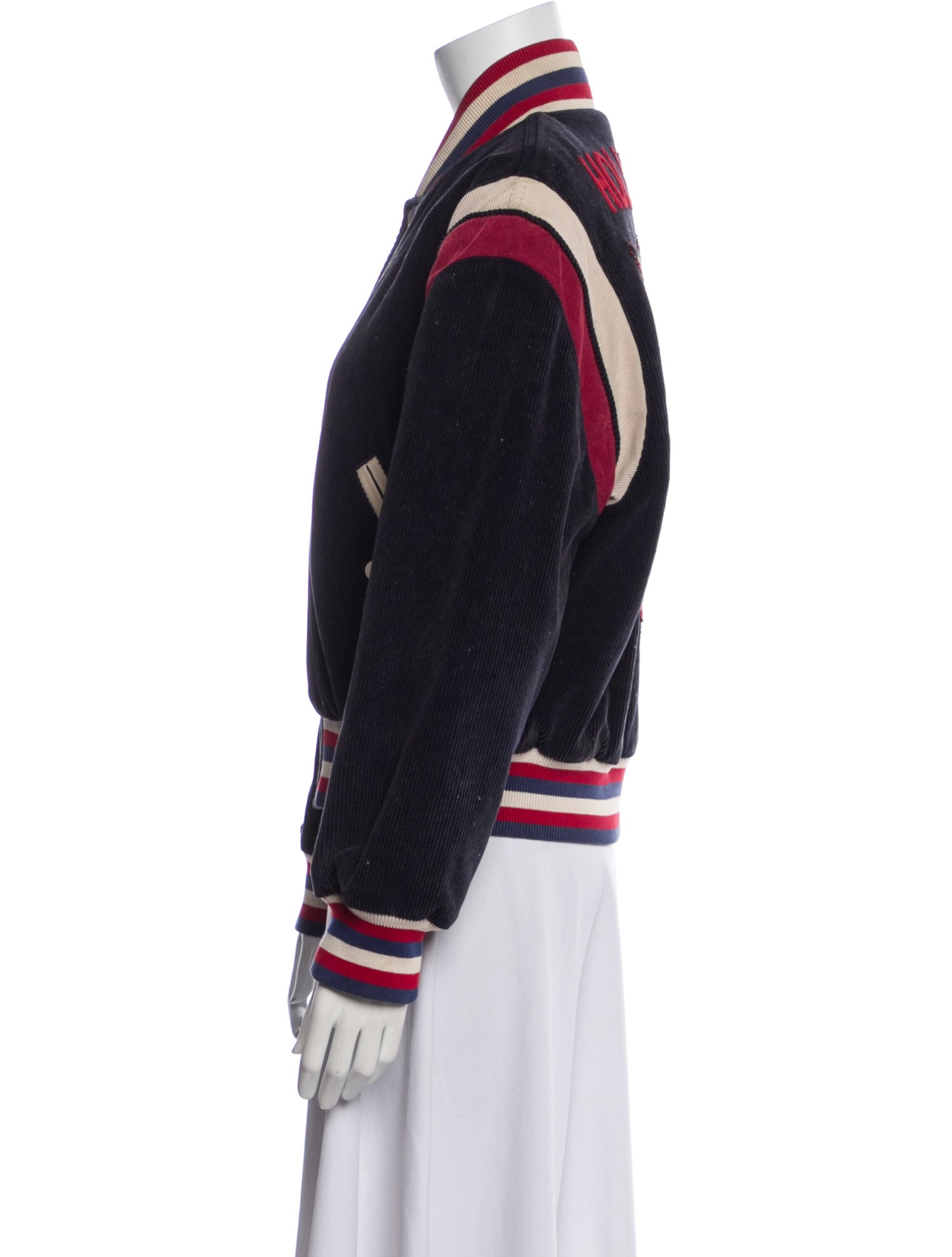 Gucci Corduroy Colorblock Pattern Bomber Jacket