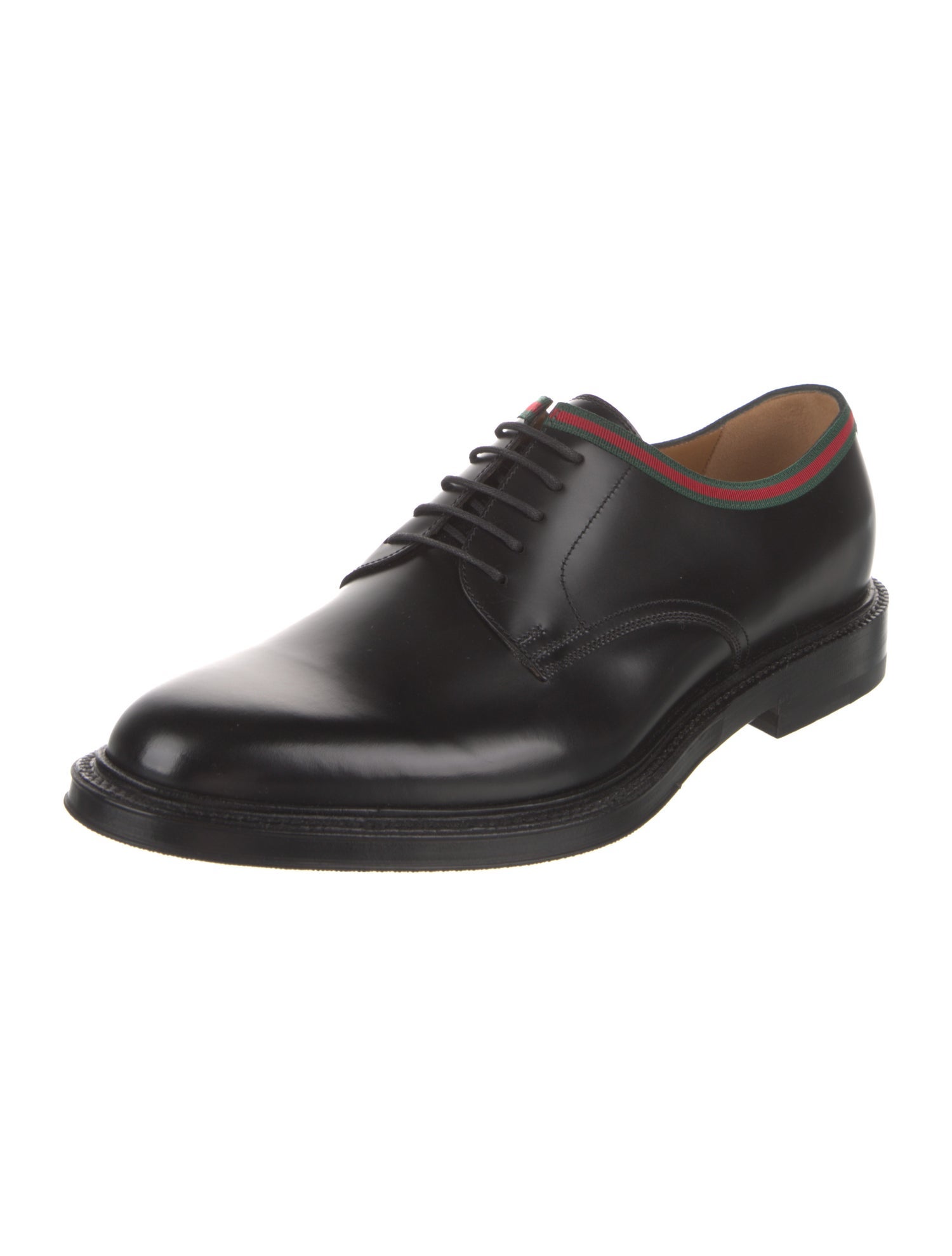 Gucci Web Accent Leather Derby Shoes w/ Tags