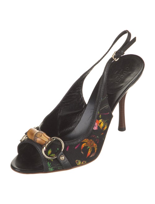 Gucci Flora Print Canvas Slingback Sandals