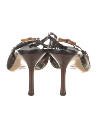 Gucci Flora Print Canvas Slingback Sandals