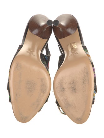 Gucci Flora Print Canvas Slingback Sandals