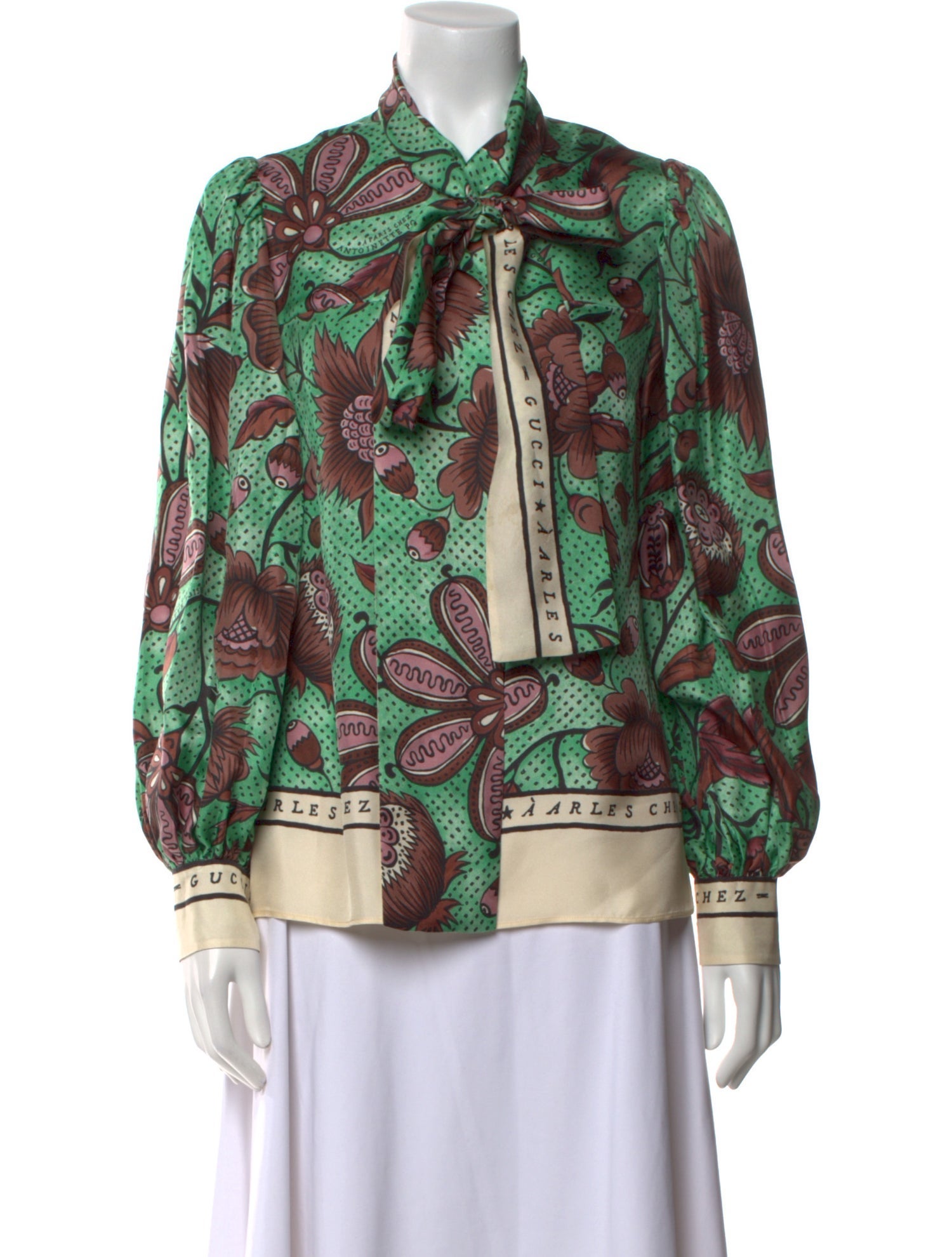 Gucci Silk Printed Button-Up Top