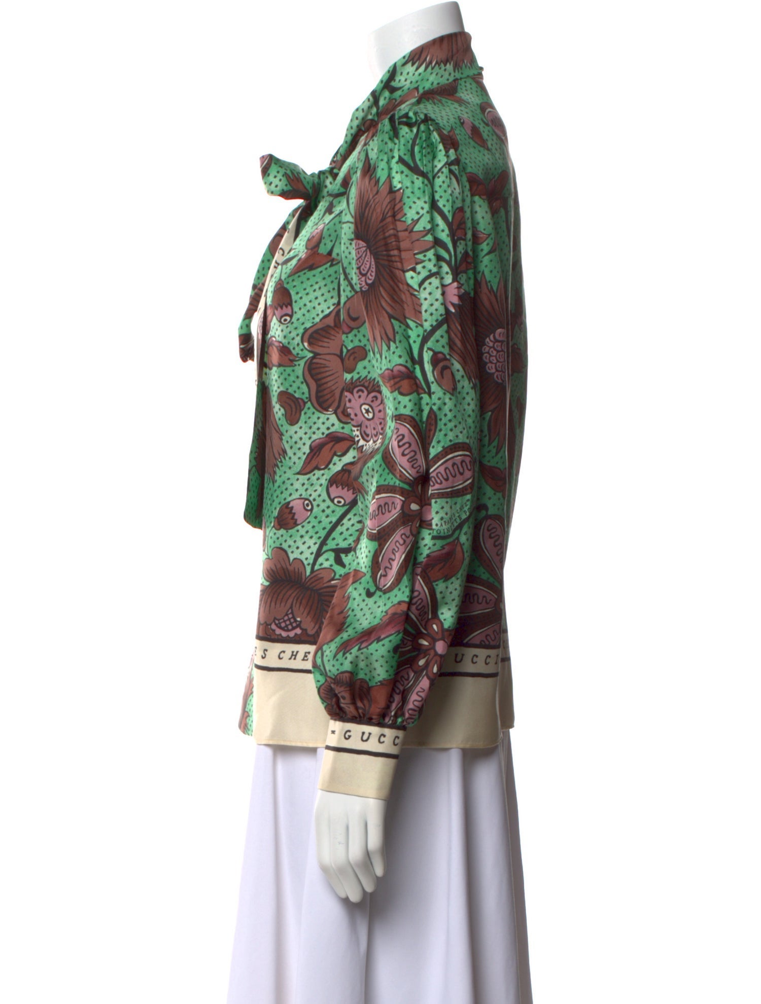 Gucci Silk Printed Button-Up Top