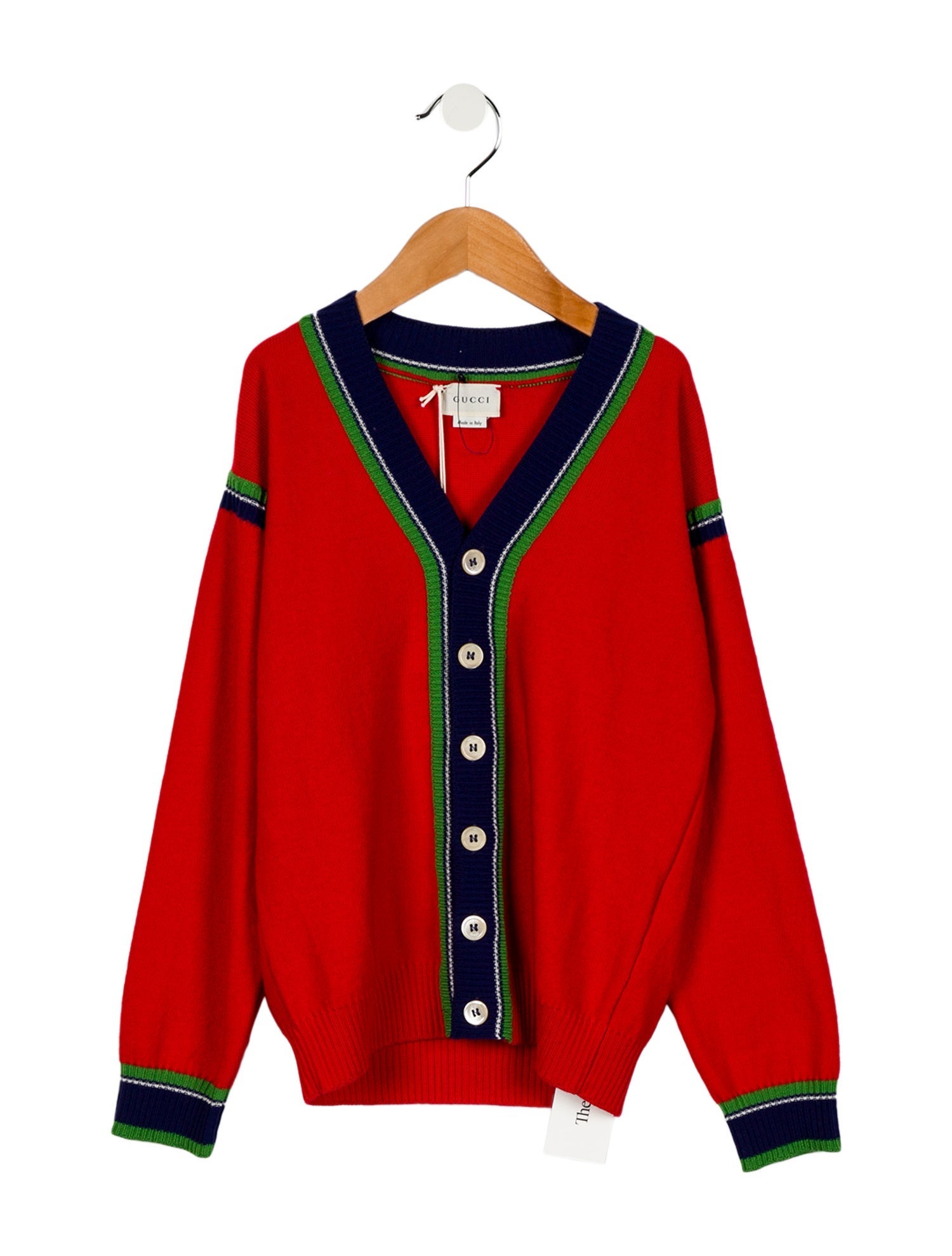 Gucci Girls' Red Wool Cardigan w/ Tags