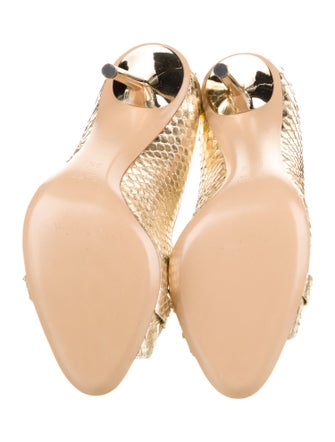 Gucci Horsebit Accent Snakeskin Pumps