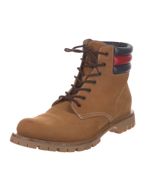 Gucci Sylvie Web Accent Nubuck Combat Boots