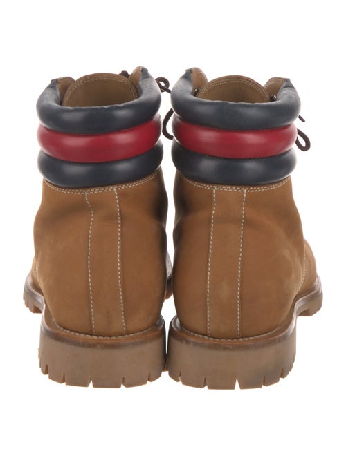 Gucci Sylvie Web Accent Nubuck Combat Boots