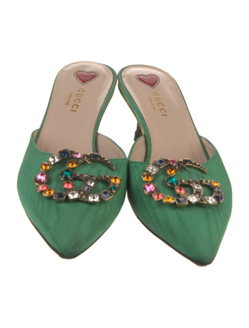 Gucci Double G Logo Crystal Embellishments Mules