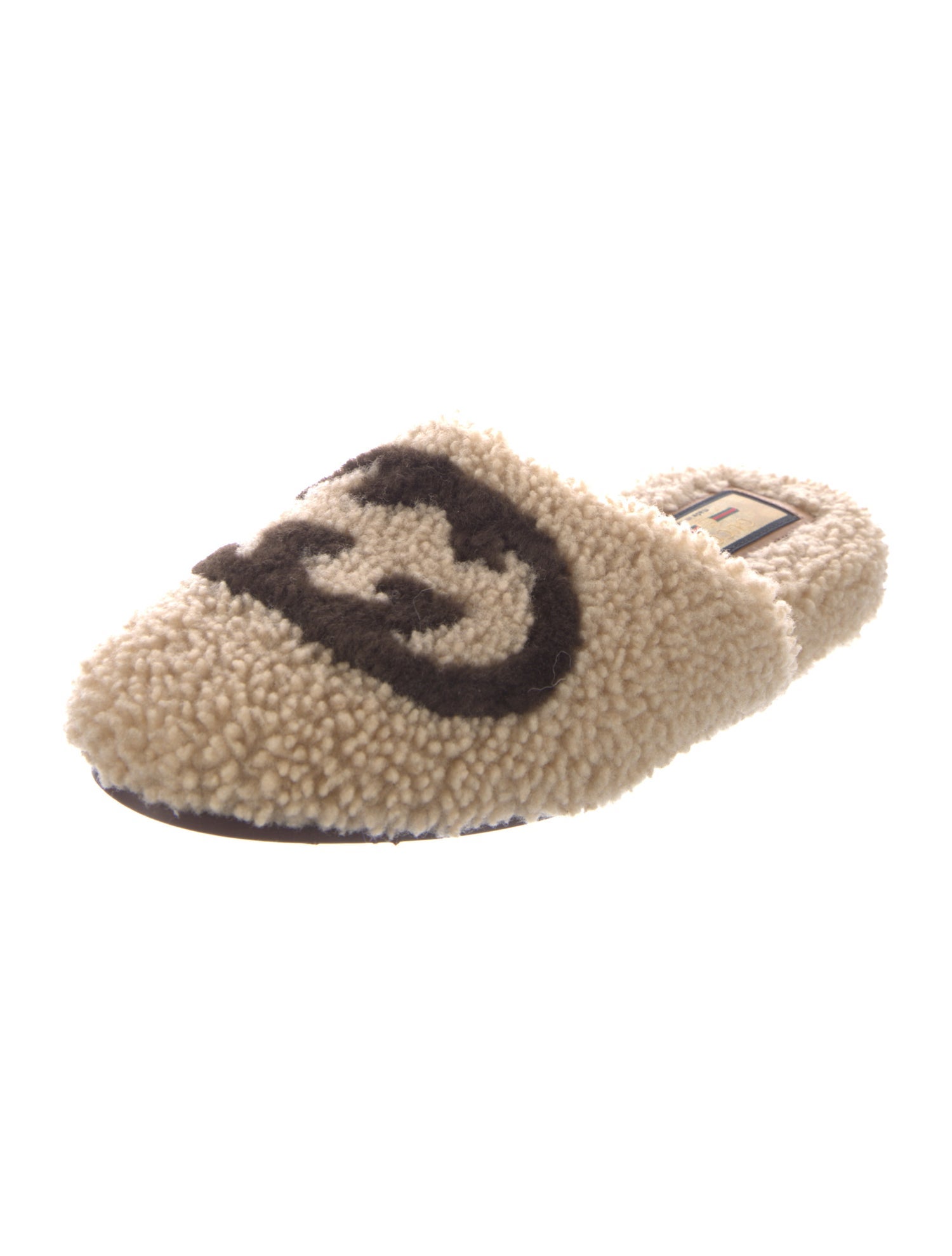 Gucci Interlocking G Logo Shearling Mules