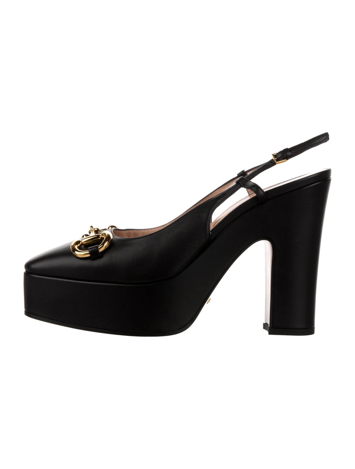 Gucci Horsebit Accent Leather Slingback Sandals