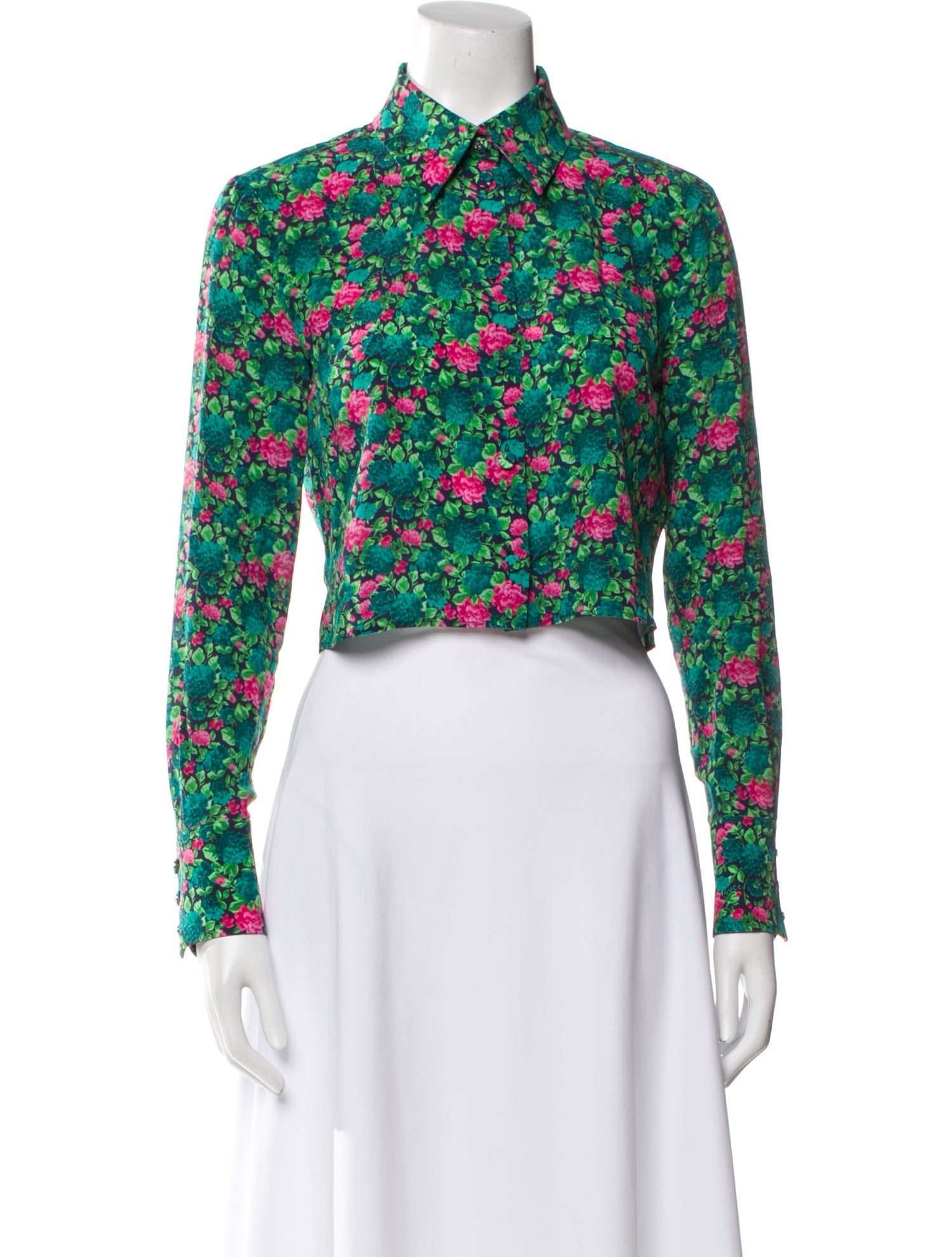 Gucci Silk Floral Print Crop Top