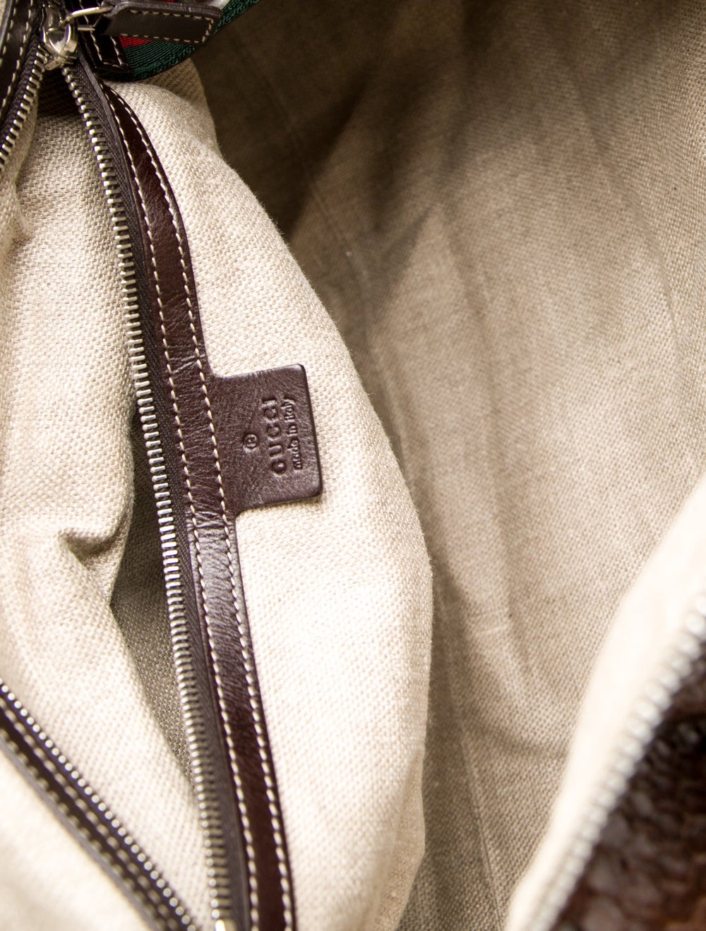 Gucci Weekender Bag Brown Python Web Accent & 195… - image 5