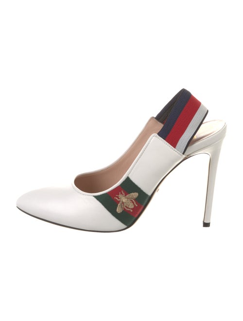 Gucci Web Accent Leather Slingback Pumps