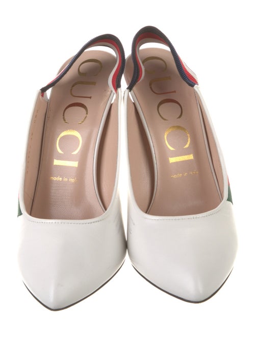 Gucci Web Accent Leather Slingback Pumps