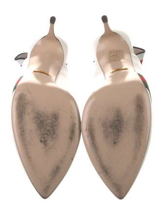 Gucci Web Accent Leather Slingback Pumps