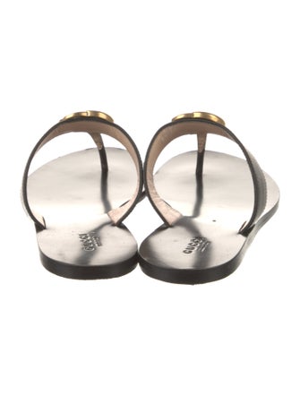 Gucci Double G Logo Leather Slides