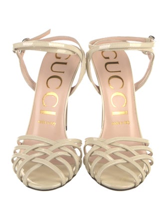 Gucci Patent Leather Crystal Embellishments Sandals