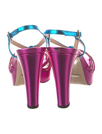 Gucci Leather Crystal Embellishments Slingback Sandals