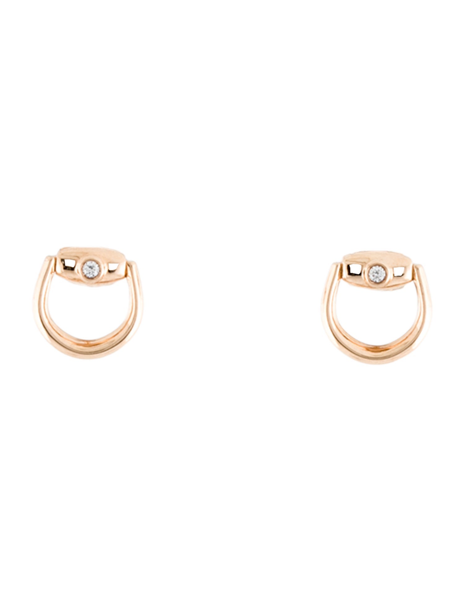 Gucci 18K Diamond Horsebit Stud Earrings