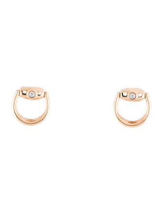Gucci 18K Diamond Horsebit Stud Earrings