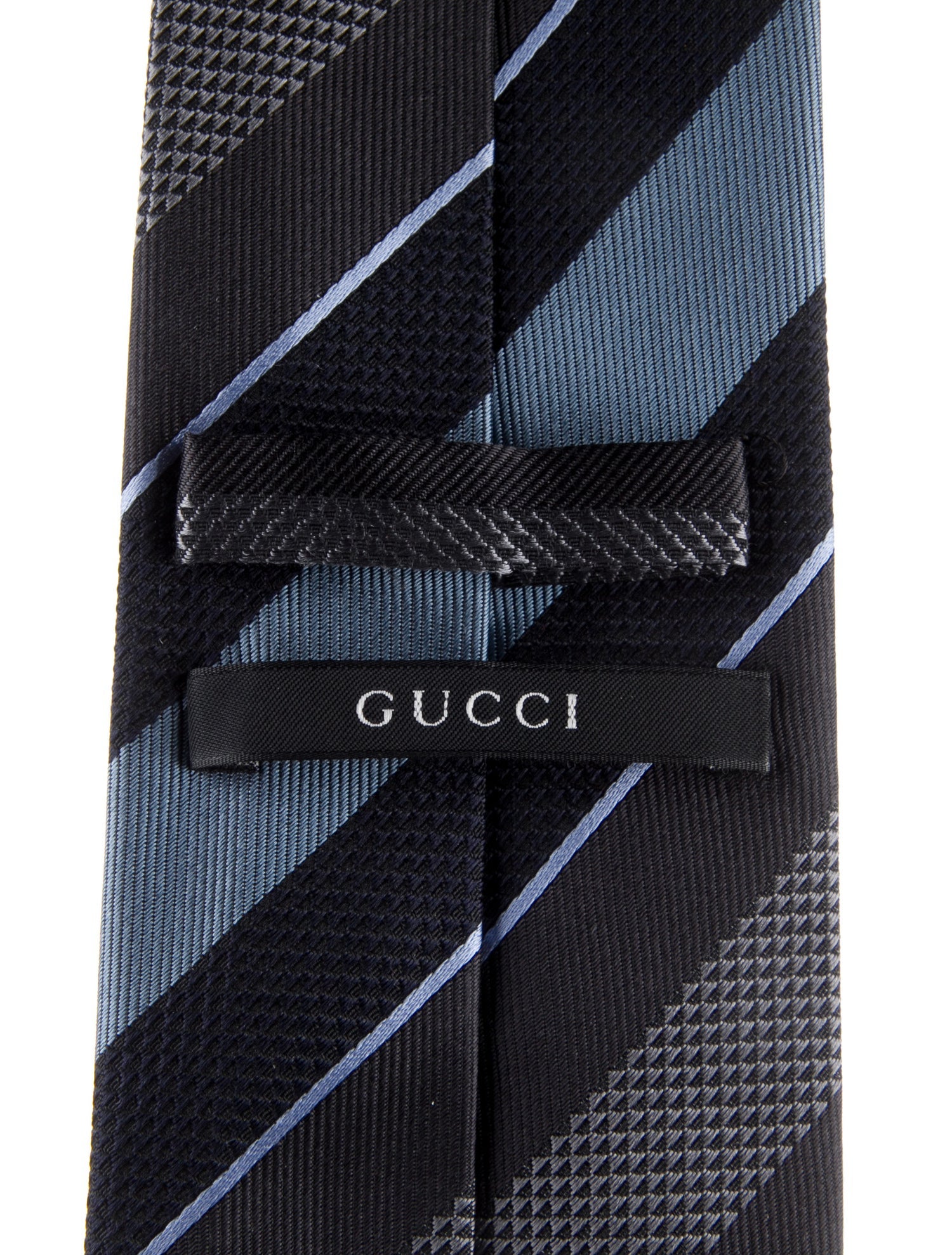 Gucci men's blue and black tie