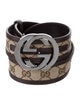 Gucci GG Canvas Leather Trim Embellishment Belt