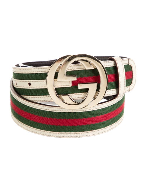Gucci Web Accent Leather Belt