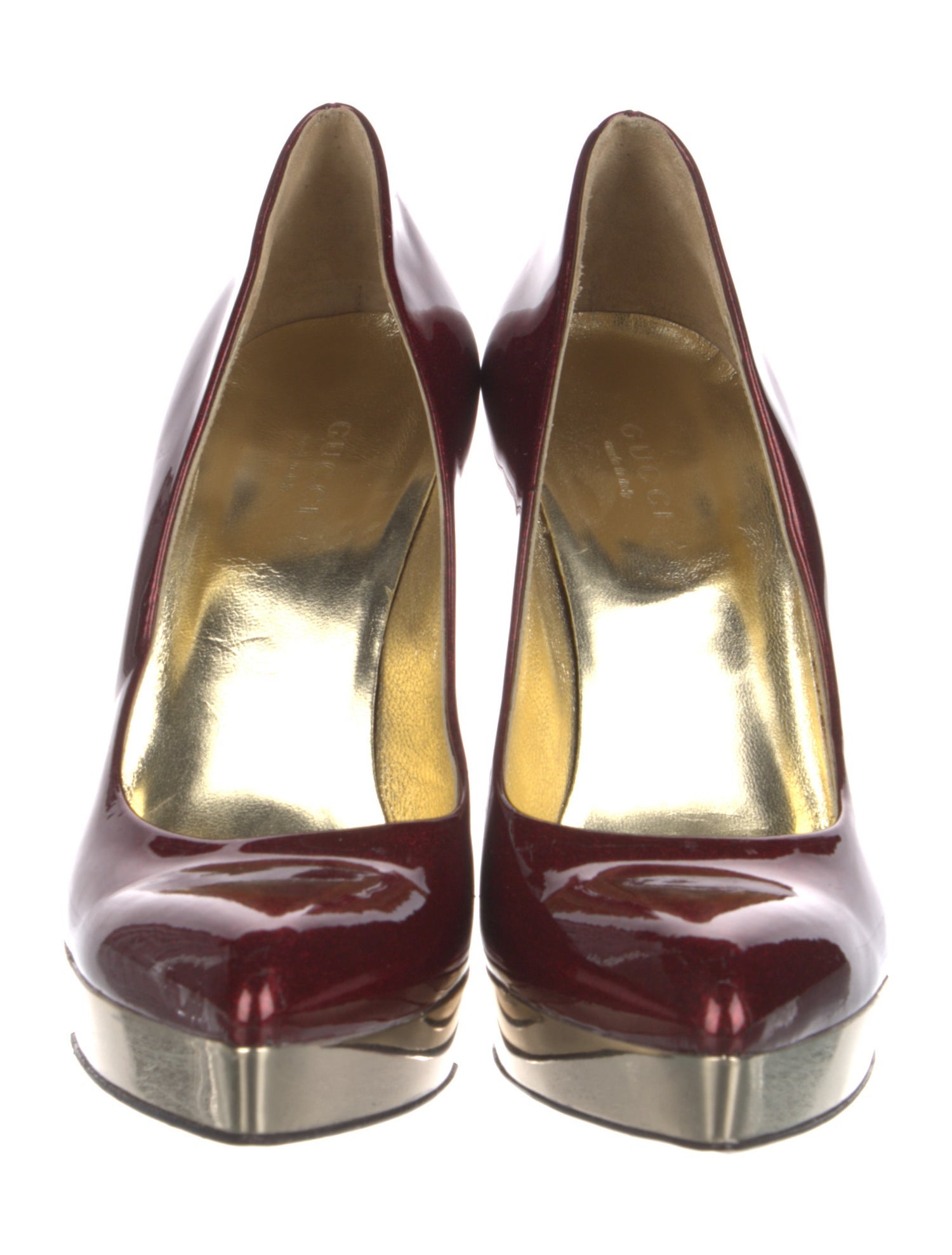 Gucci Patent Leather Glitter Accents Pumps