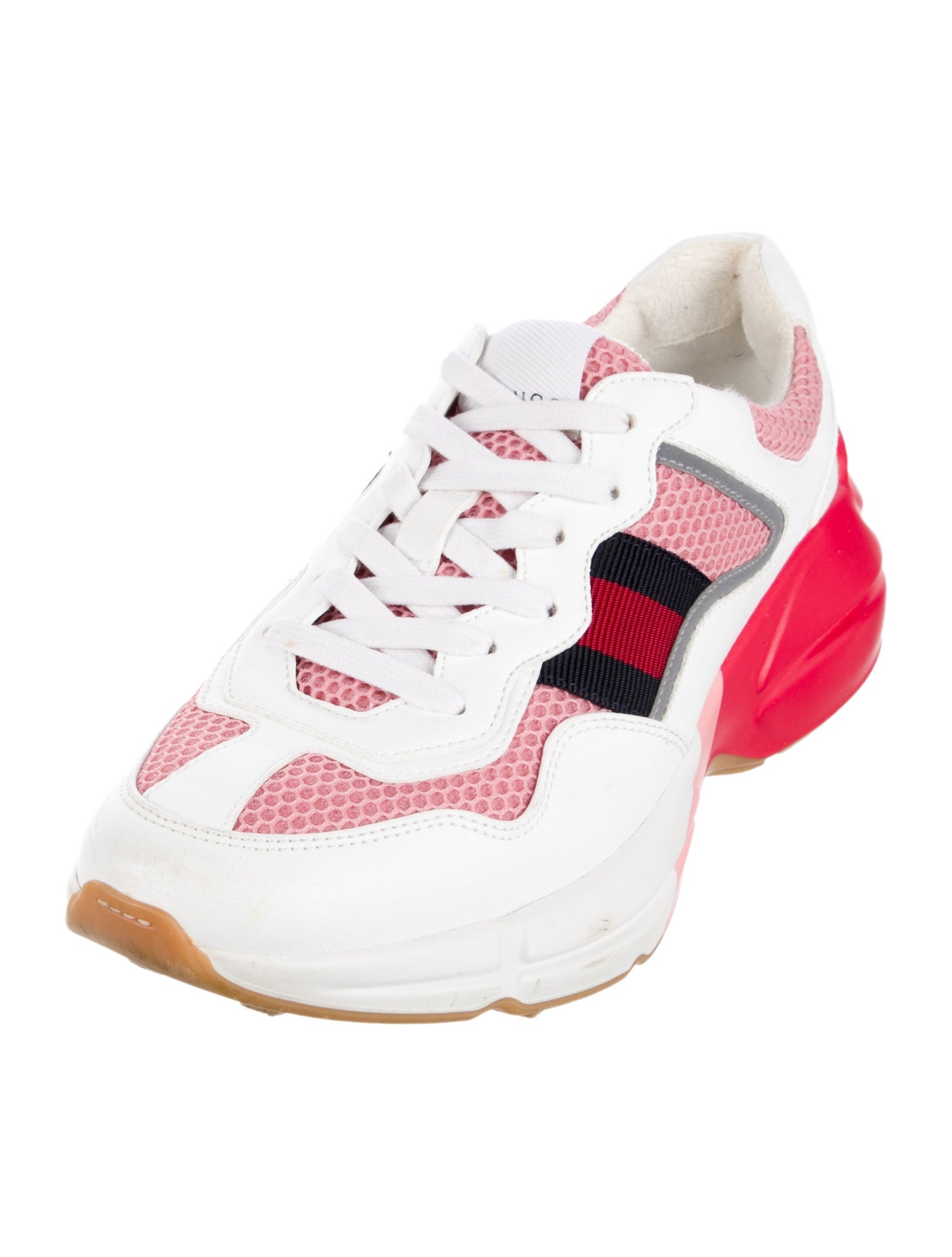 Gucci Sylvie Web Accent Leather Chunky Sneakers