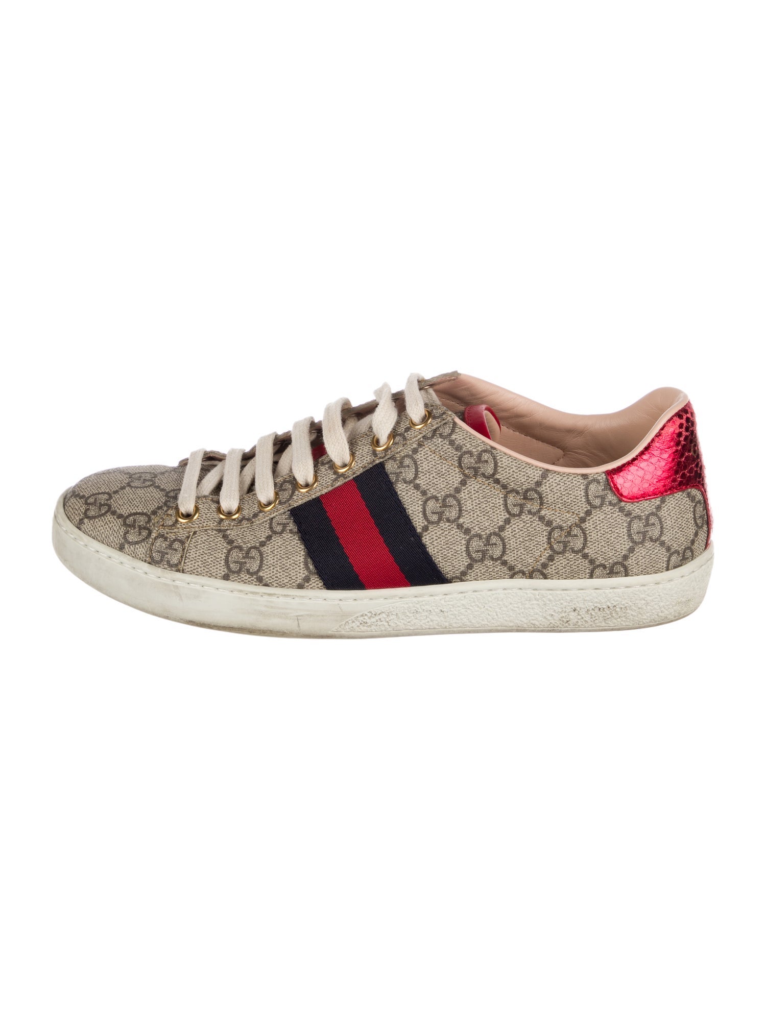 Gucci GG Supreme Leather Trim Embellishment Sneakers