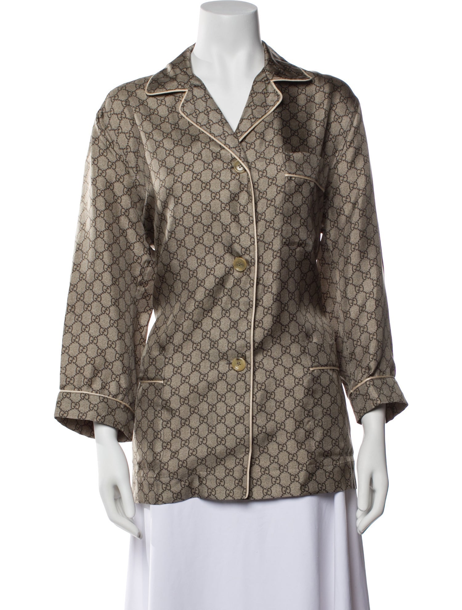 Gucci Silk Printed Button-Up Top w/ Tags