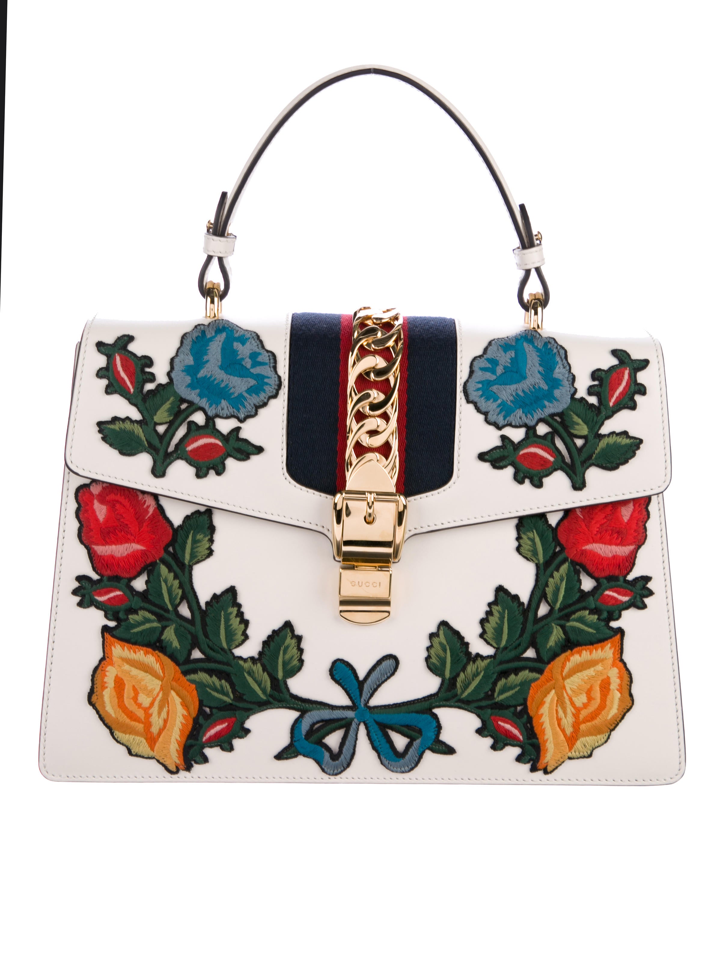 Gucci 2017 Medium Embroidered Sylvie Top Handle Bag - Handbags ...