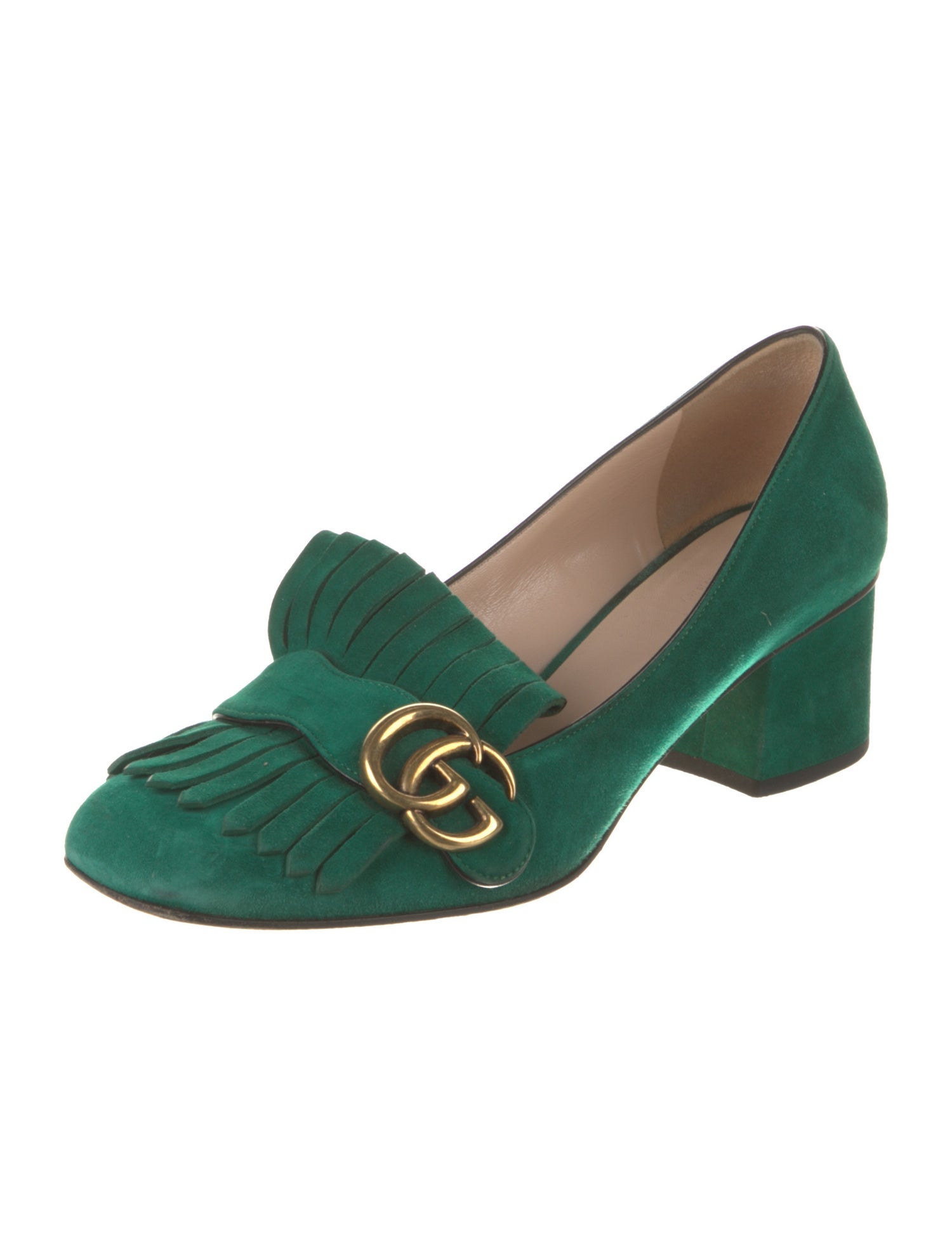 Gucci Double G Logo Suede Pumps